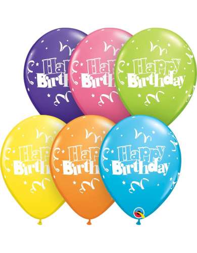 Happy Birthday Streamers and Stars Balloons - Click Image to Close